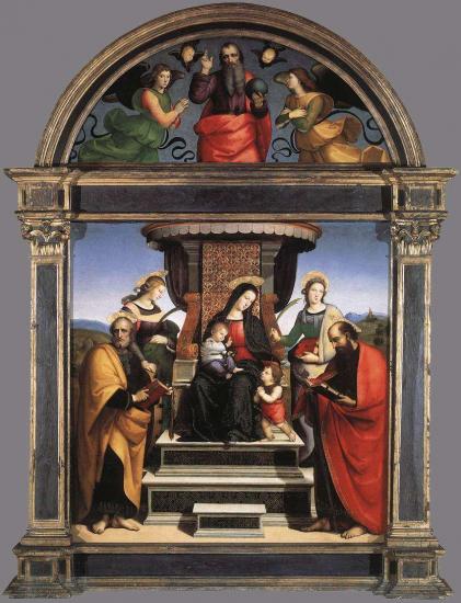 RAFFAELLO-Madonna and Child Enthroned with Saints